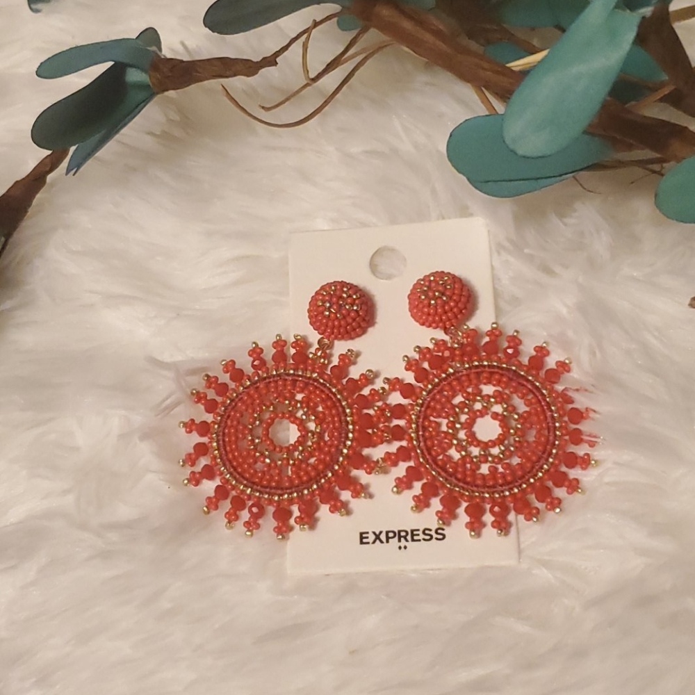 New Red Beaded Earrings..❣